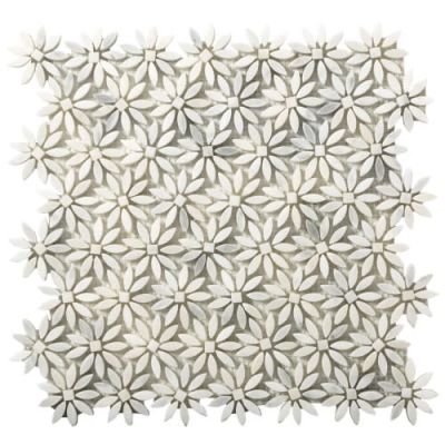 Emser Marble Winter Frost Winter Frost Daisy Mosaic – Mesh Mosaic M05WINTFR1213MDY