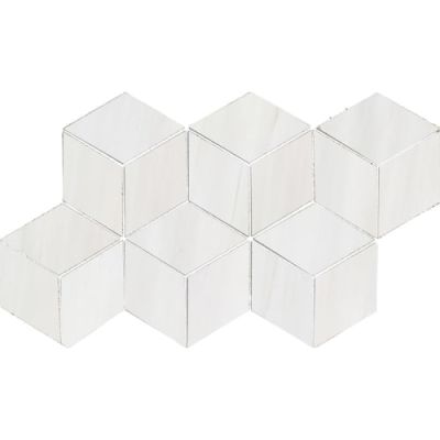 Happy Floors Dolomite White 3d Hex Mosaic Polished 6030-G