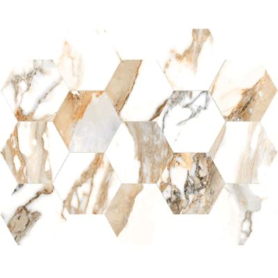 Happy Floors Crash Beige Hexagon Mosaic Polished 7888-G