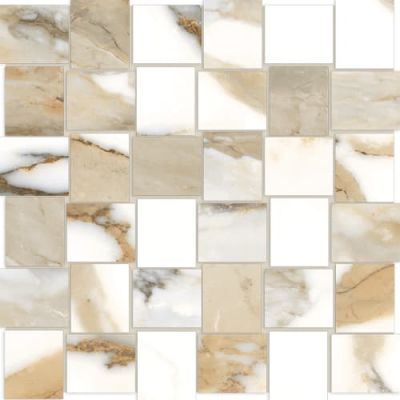 Happy Floors Crash Beige Basketweave Mosaic Polished 7889-G