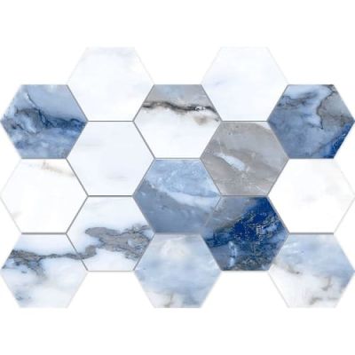 Happy Floors Crash Blue Hexagon Mosaic Natural 8178-G