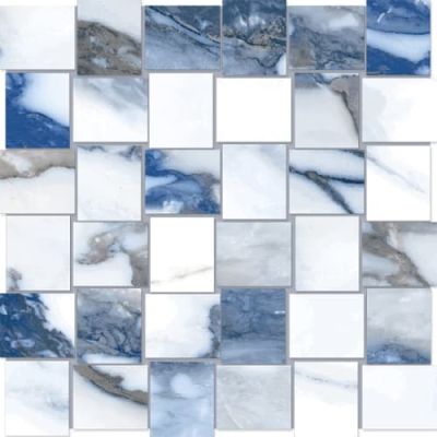 Happy Floors Crash Blue Basketweave Mosaic Natural 8179-G