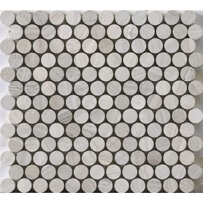 Happy Floors Stone & Marble Wooden White Penny Round Mosaic I PD155