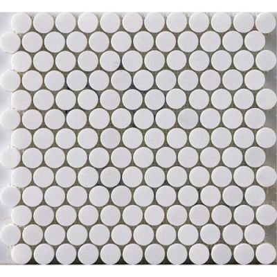Happy Floors Stone & Marble Thassos Penny Round Mosaic I PD175