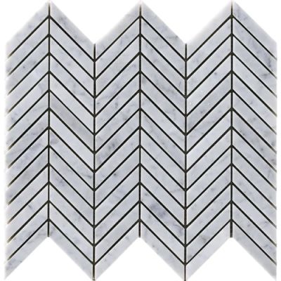 Happy Floors Stone & Marble Statuario Chevron Mosaic I PD194
