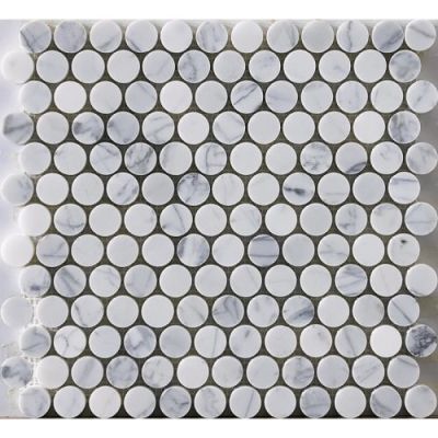 Happy Floors Stone & Marble Statuario Penny Round Mosaic I PD195