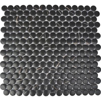 Happy Floors Endura Sahara Noir Penny Round Mosaic Natural PD226
