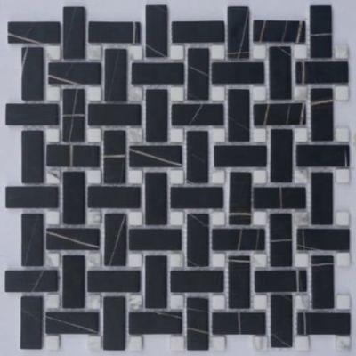 Happy Floors Endura Sahara Noir Basketweave Mosaic Natural PD265
