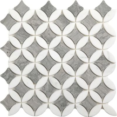 Happy Floors Stone & Marble White Superellipse Mosaic I PD271