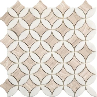 Happy Floors Stone & Marble White Superellipse Mosaic Ii PD281