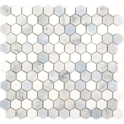 Happy Floors Stone & Marble White Hexagon Mosaic I PD290