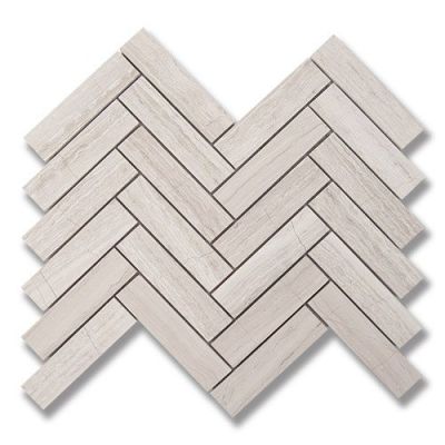 Stone Mosaics Akdo  1” x 4” Herringbone Cream Taupe (H) Taupe MB1716-HB14H0