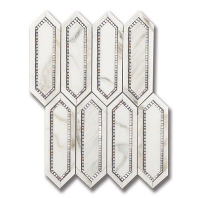 Stone Mosaics Akdo  Allure Radiance Calacatta (P) w/ Bronze & Pewter Mirror White, Gray, Taupe, Metallic Gold MB1203-RADIP0