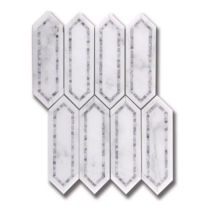 Stone Mosaics Akdo  Allure Radiance Carrara Bella (H) w/ Pearl Gray (P) White, Gray MB1604-RADIH0