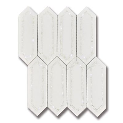 Stone Mosaics Akdo  Allure Radiance Thassos (P) w/ Shell Light White MB1232-RADIP1