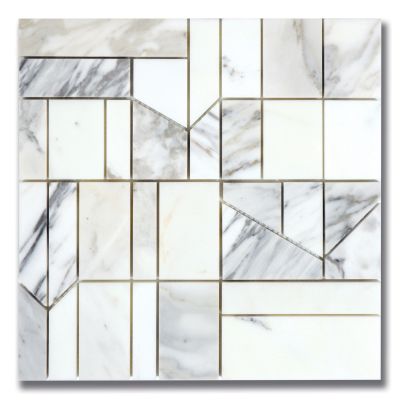 Stone Mosaics Akdo  Architetto Modulo Calacatta (H&P) White, Gray, Taupe MB1203-MODU00