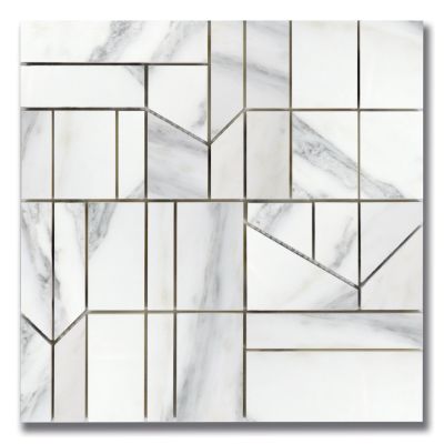 Stone Mosaics Akdo  Architetto Modulo Carrara Bella (H&P) White, Gray MB1604-MODU00