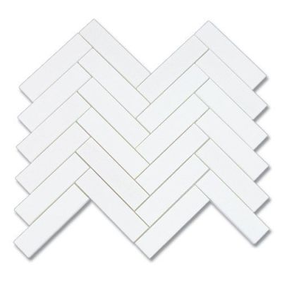 Stone Mosaics Akdo  1” x 4” Herringbone Thassos (P) White MB1232-HB14P0