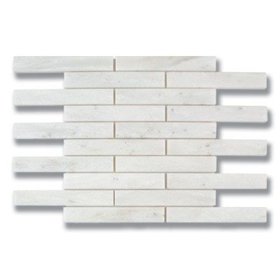 Stone Mosaics Akdo  1” x 6” Brick White Haze (H) Gray, Taupe, White MB1741-BR16H0