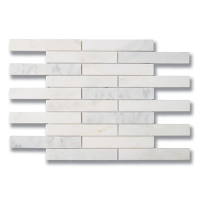 Stone Mosaics Akdo  1” x 6” Brick Carrara Bella (H) White, Gray MB1604-BR16H0