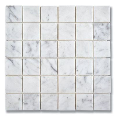 Stone Mosaics Akdo  2” x 2” Carrara (H) White, Gray MB1130-M002H0