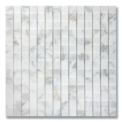 Stone Mosaics Akdo  3/4” x 3/4” Calacatta (H) White, Gray, Taupe MB1203-M034H0