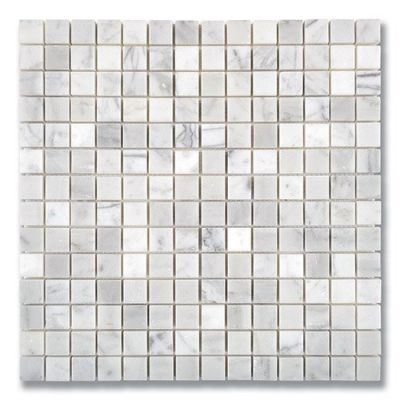 Stone Mosaics Akdo  3/4” x 3/4” Carrara (H) White, Gray MB1130-M034H0