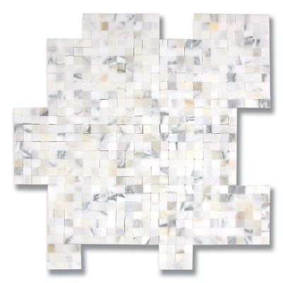 Stone Mosaics Akdo  3/8” x 3/8” Calacatta (H) White, Gray, Taupe MB1203-M038H1