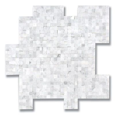 Stone Mosaics Akdo  3/8” x 3/8” Carrara (H) White, Gray MB1130-M038H1