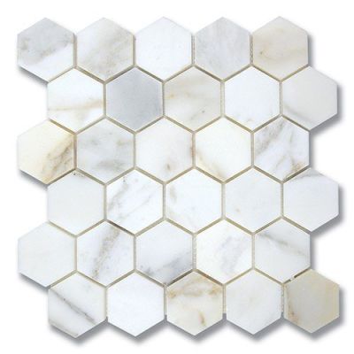 Stone Mosaics Akdo  Hexagon Calacatta (P) White, Gray, Taupe MB1203-HEXAP0