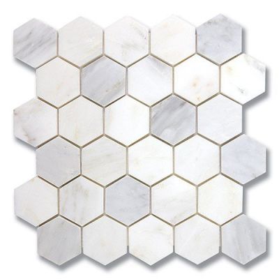 Stone Mosaics Akdo  Hexagon Carrara Bella (H) White, Gray MB1604-HEXAH0