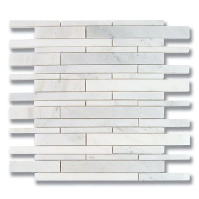 Stone Mosaics Akdo  Stagger Carrara Bella (H&P) White, Gray MB1604-STGR00