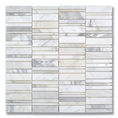 Stone Mosaics Akdo  Vision Calacatta (H&P) White, Gray, Taupe MB1203-VISN00