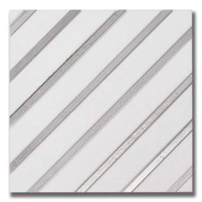 Stone Mosaics Akdo  Luminous Beam Thassos w/ Silver (H) White, Metallic Silver MB1232-DS08H0