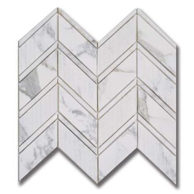 Stone Mosaics Akdo  Luminous Ray Calacatta (H & P & Combed) White, Gray, Taupe MB1203-RAY0H1