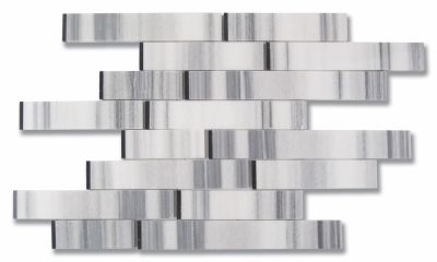 Stone Mosaics Akdo  Origami Massugu Zebra (P) w/ Tulip Black (P) Gray, White MB1777-MASS00