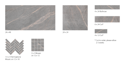 Surface Art Pinnacle Collection Highland Grigio PinnacleCollectionHighlandGrigio2424GlossySquareMarbleRectified