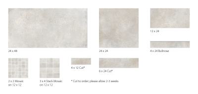 Surface Art Vintage Collection Manhattan Silver VintageCollectionManhattanSilver424GlossyBullnoseCementRectified