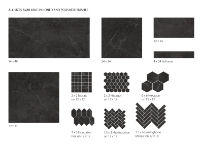 Surface Art Vienna Nero Venato ViennaNeroVenato1.53GlossyHerringboneMarbleRectified