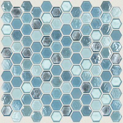 Shaw Floors Ceramic Solutions Molten Hexagon Glass Santorini 00400_CS52V