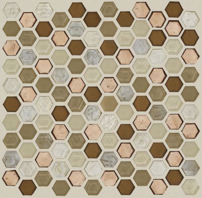 Shaw Floors Home Fn Gold Ceramic Molten Hexagon Glass Penny 00600_TGJ82