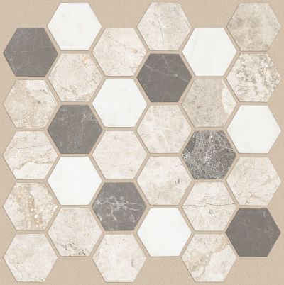 Shaw Floors Home Fn Gold Ceramic Del Ray Hexagon Mosaic Seamist 00522_TGL26