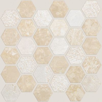 Shaw Floors Home Fn Gold Ceramic Del Ray Hexagon Textured Mosai Coastal 00210_TGN18