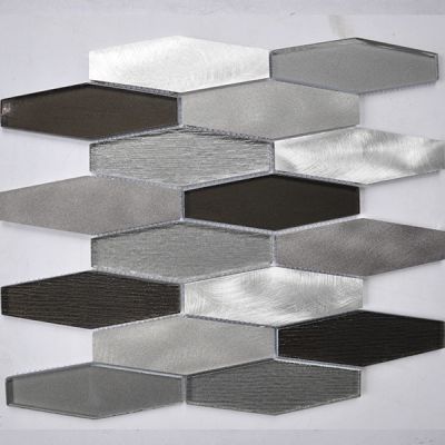 Glass Boutique Casa Roma ®  Grey (11.98”x12.28” Stainless Steel Hexagon) Grey CASG1501