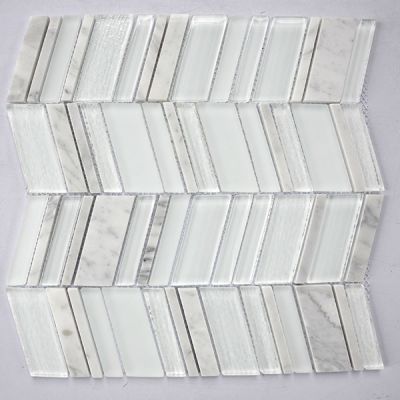 Glass Boutique Casa Roma ®  White (11.6”x11.8” Marble Chevron) White CASH753R
