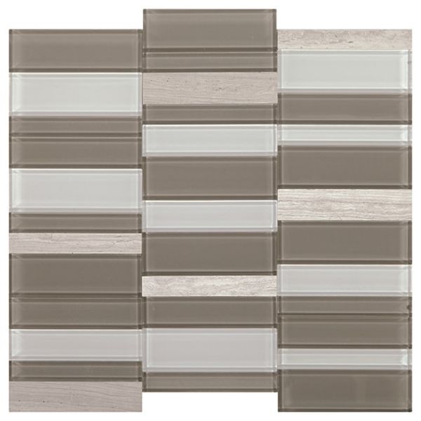 Daltile Simplystick Mosaix Chenille white and glass Blend