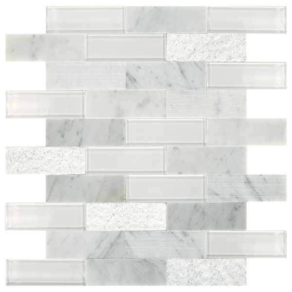 Daltile Simplystick Mosaix Carrara White and glass Blend