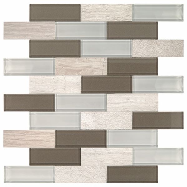 Daltile Simplystick Mosaix Chenille white and glass Blend