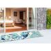 Liora Manne Capri Palm Leaf Blue Room Scene
