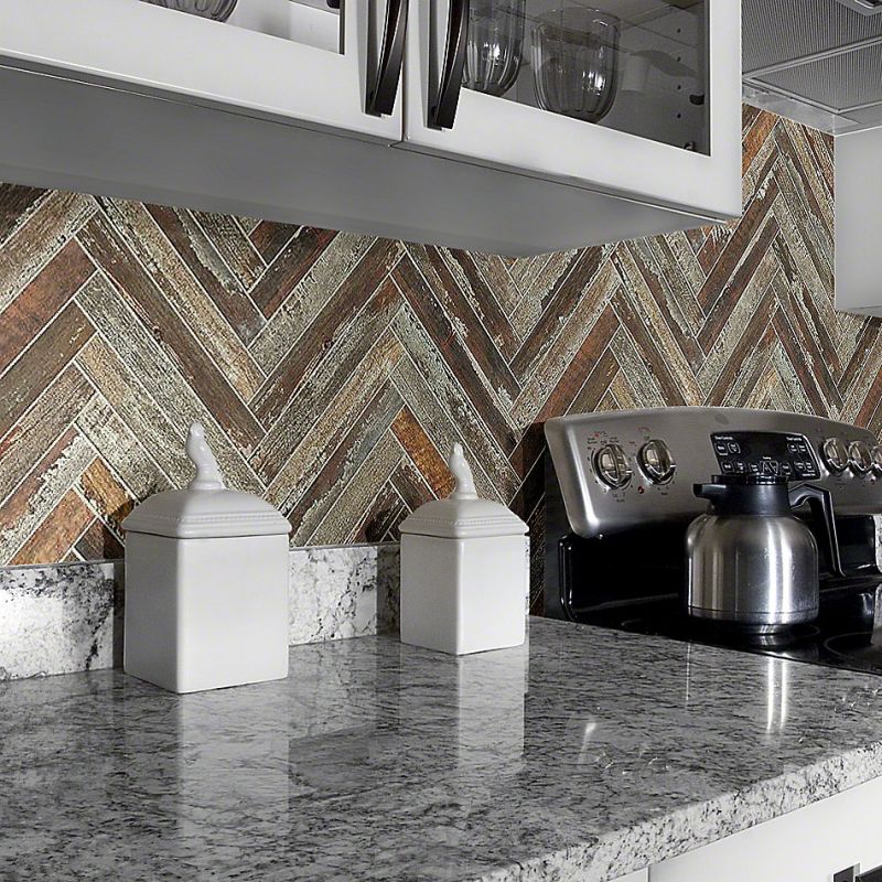 Shaw Floors Ceramic Solutions Fusion Herringbone Mosaic Iron